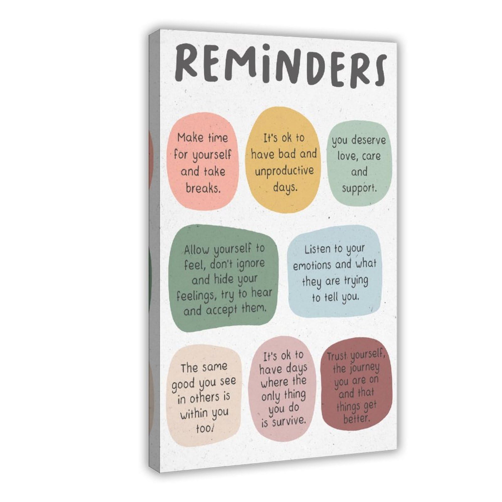 GJtyRFH Mental Health Reminders Nurture Yourself Canvas Wall Art Posters And Prints Room Aesthetic Bedroom Office Decor 20" L X 30" W