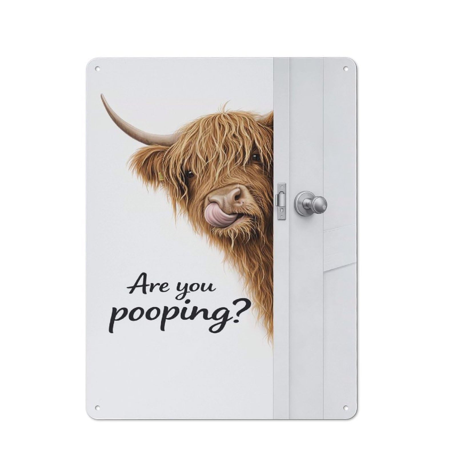 Junmoney Style-11 Are You Pooping Highland Cow Tin Wall Plaque 40X30cm, Barn Style Rustic Kitchen Decor For Farmhouse Kitchen, Pantry Or Dining Area