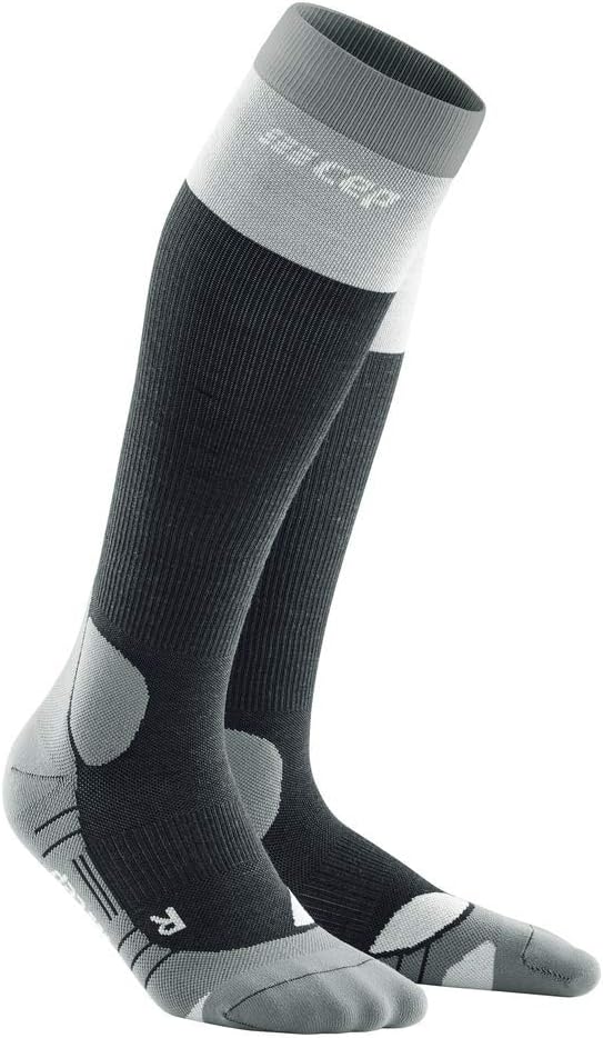 CEP Men's Tall Hiking Socks - Merino Wool Knee Compression Socks (20-30 mmHg) Outdoor Enthusiasts, Adventurers Backpackers, Stonegrey/Grey, Men, IV