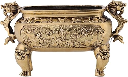 Miniatura 6 de Estatuillas de dragón de bronce, soporte de incienso de cobre de bronce antiguo con tapa, incienso en palo y cono, soporte para incienso para
