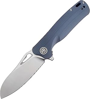 PF868 Bunta,3.35" D2 Satin Blade,146g G10 Handle Flipper Folding knife (Gray G10, Satin)
