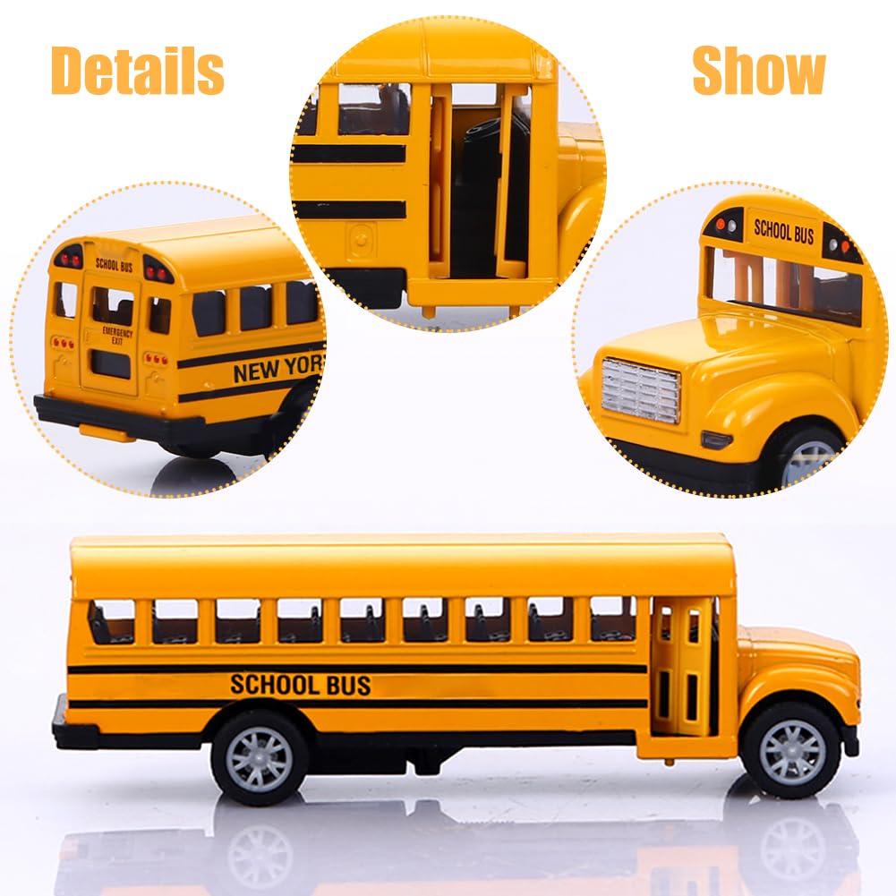 NyaSaa Pull Back School Bus,Mini Yellow School Bus Toy - Image 3