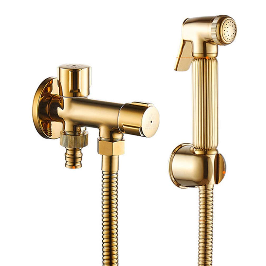 CWCQGH Toilet Bidet Faucets Golden Brass Single Cold Bathroom Toilet Shower Blow-Fed Spray Gun Nozzle Bidet Taps Anal Cleaning Ass Bidet Dusche Shattaf,Set B,Set B
