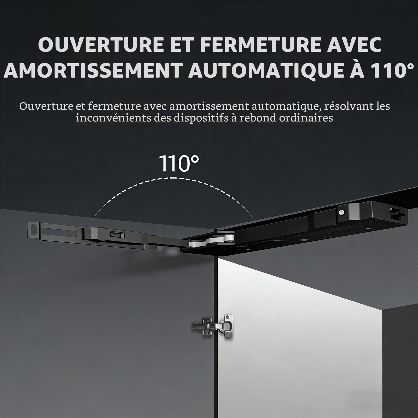 Ferme-porte automatique, ouvre-porte automatique robuste pour armoires avec 3 charnières à fermeture douce, fermeture automatique silencieuse pour portes intérieures de 30 kg, placards de cuisine
