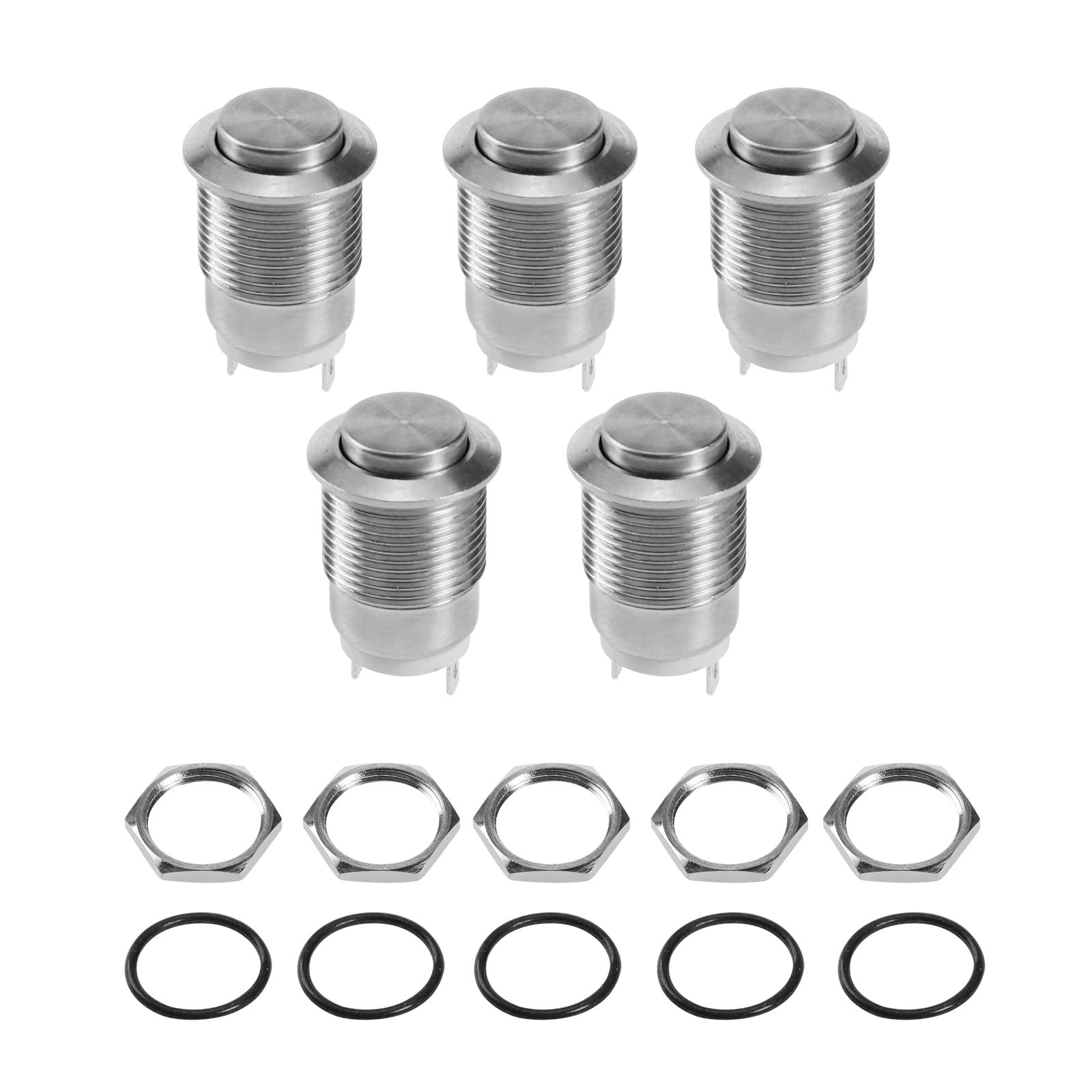 eMagTech 5PCS Momentary Push Button Switch On Off Stainless Steel Metal ...