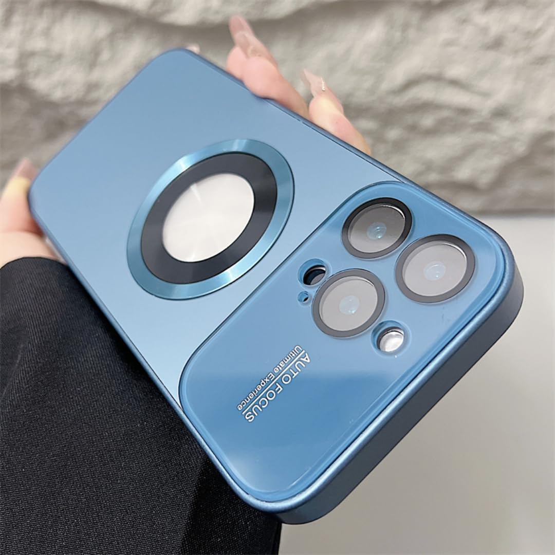 Coque aimantée iPhone 15 Pro Max titane bleu marine ultra résistante