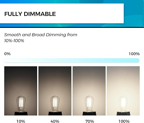 Miniatura 2 de Hizashi - 3 bombillas led Edison E26 de 60 W, regulables de 4,000 K, ST19, estilo vintage, blanco frío, CRI superior a 95, certificación UL, 700