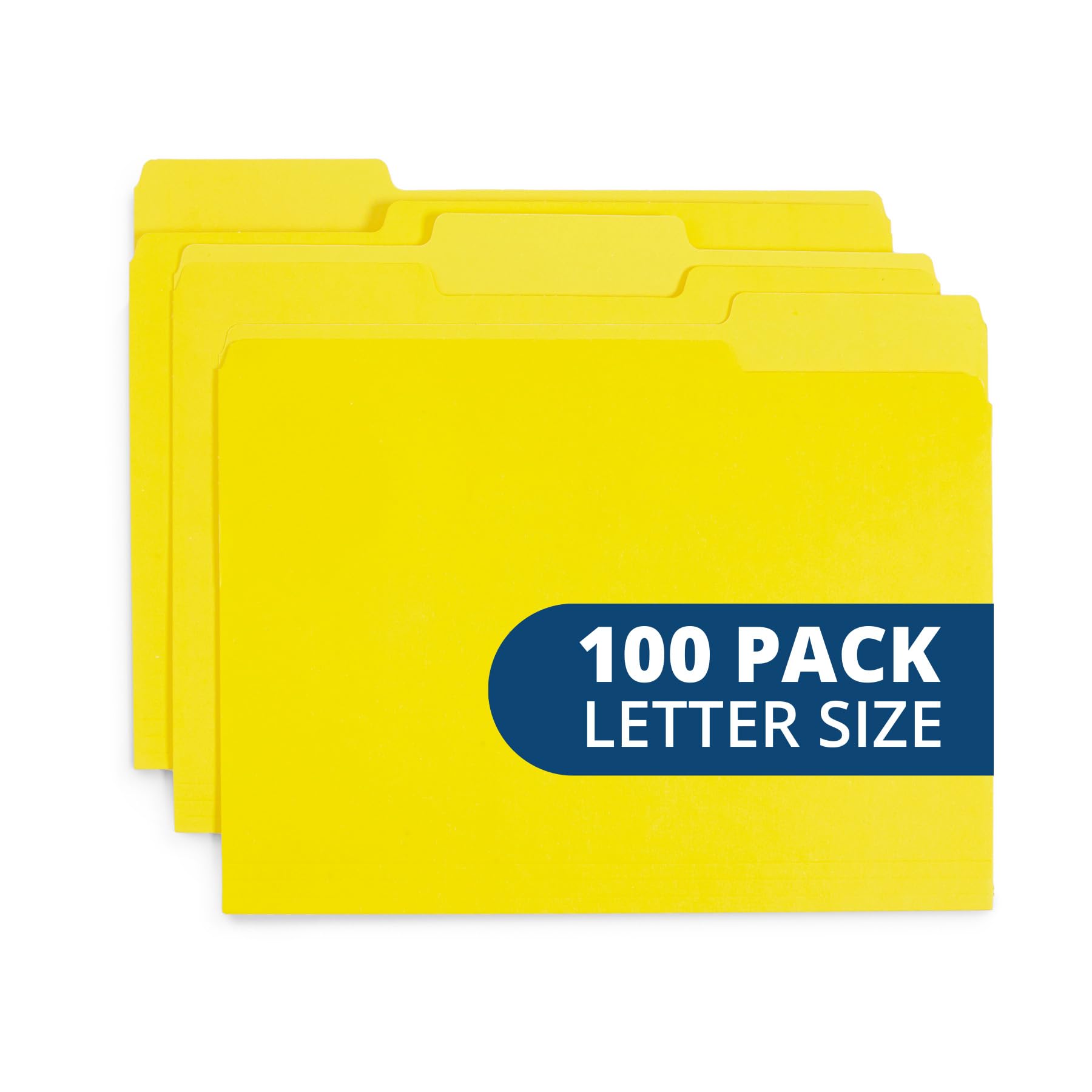 File Folder, 1/3 Cut Tab, Letter Size, Yellow, Great for Organizing and Easy File Storage, 100 Per Box