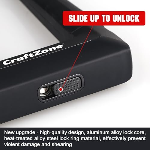 Miniatura 2 de Candado para bicicleta en U, resistente antirrobo con cable de 4 pies y grillete de 0.669 in, cerraduras de bicicleta con 2 llaves de latón macizo