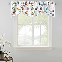 Vista 9 de Cortinas opacas con diseño del alfabeto de animales lindos para niños, cenefa de amarre para ventanas de cocina, decoración de ventana con estampado