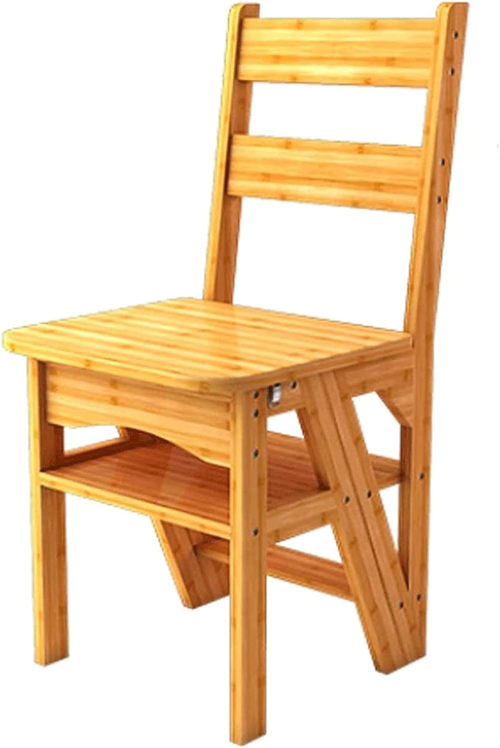 Folding Wooden Stool Ladder Chair with Non Slip Tread for Kitchen Home and Storage Shelf Portable and Stable Climbing Stool for Multi Purpose Use