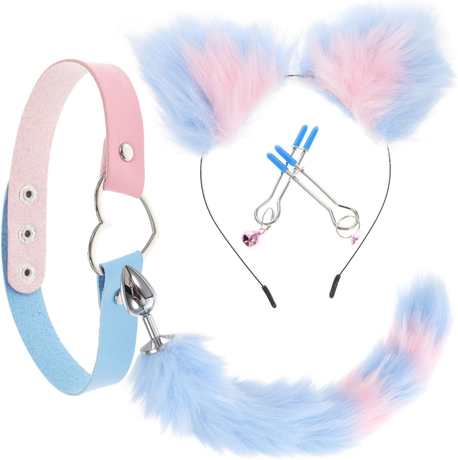 ifundom Fox Animal Costume Accessory Set Fox Ear Headband Tail Plug Neck Collar and Clips Faux Costume Prop for Women Halloween Valentines Day Cosplay Costume Party Cute Dress Up