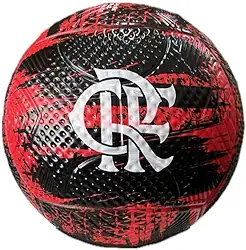 Bola de Futebol de Campo Flamengo Oficial - Tamanho 5, Costurada, PVC, Vermelha e Preta