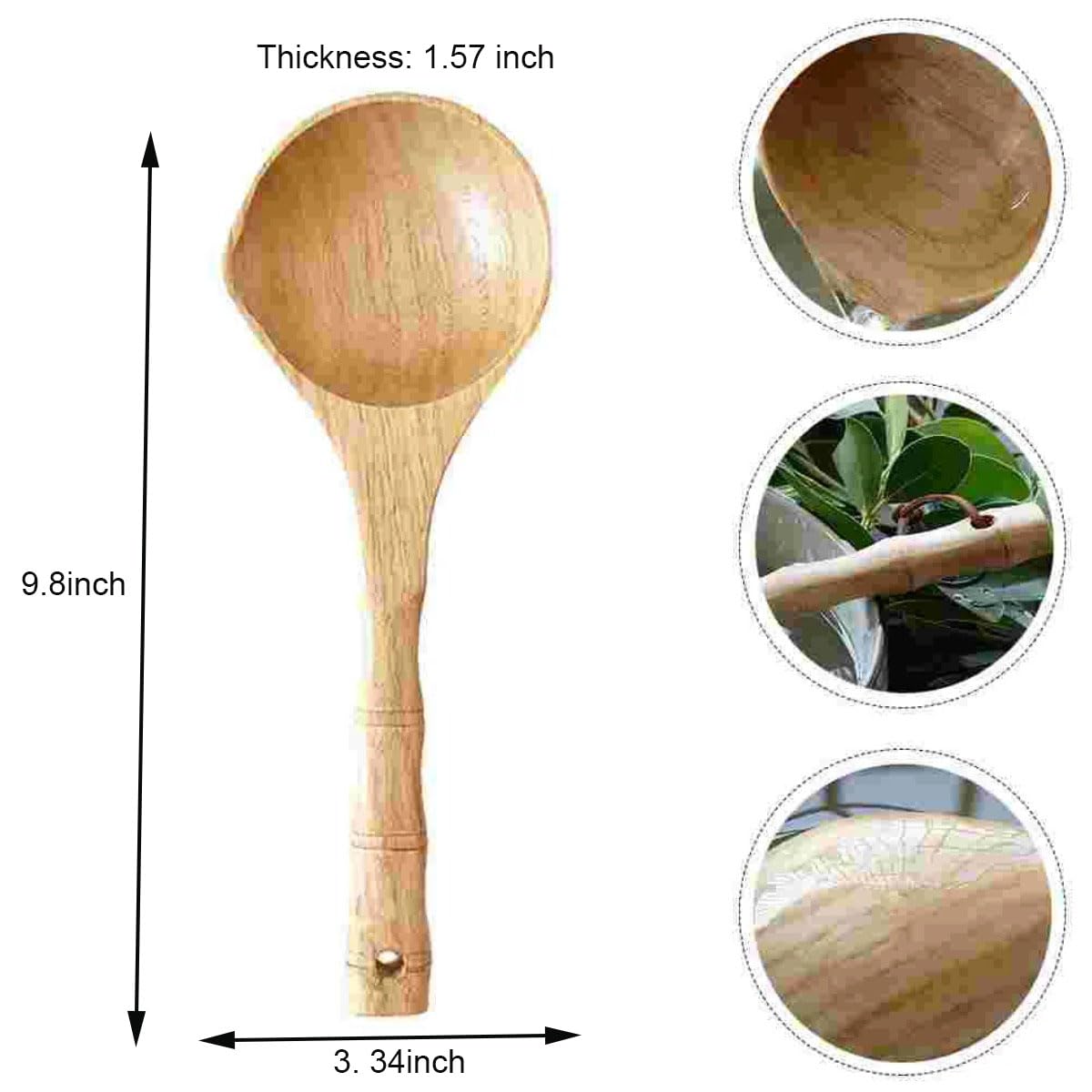 Camland Bath Ladle Dipper Japanese Soup Spoon Sauna Scoop - Premium Wood Tea Ladle for Bathing Accessories - Spa Water Dipper with Handle - Sauna Room Essential