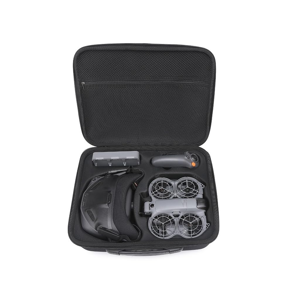 Custodia per drone compatibile con NEO 2, custodia da viaggio per drone, borsa a tracolla rigida, custodia rigida, organizer a tracolla capiente per GOGGLES N3(Nylon nero)