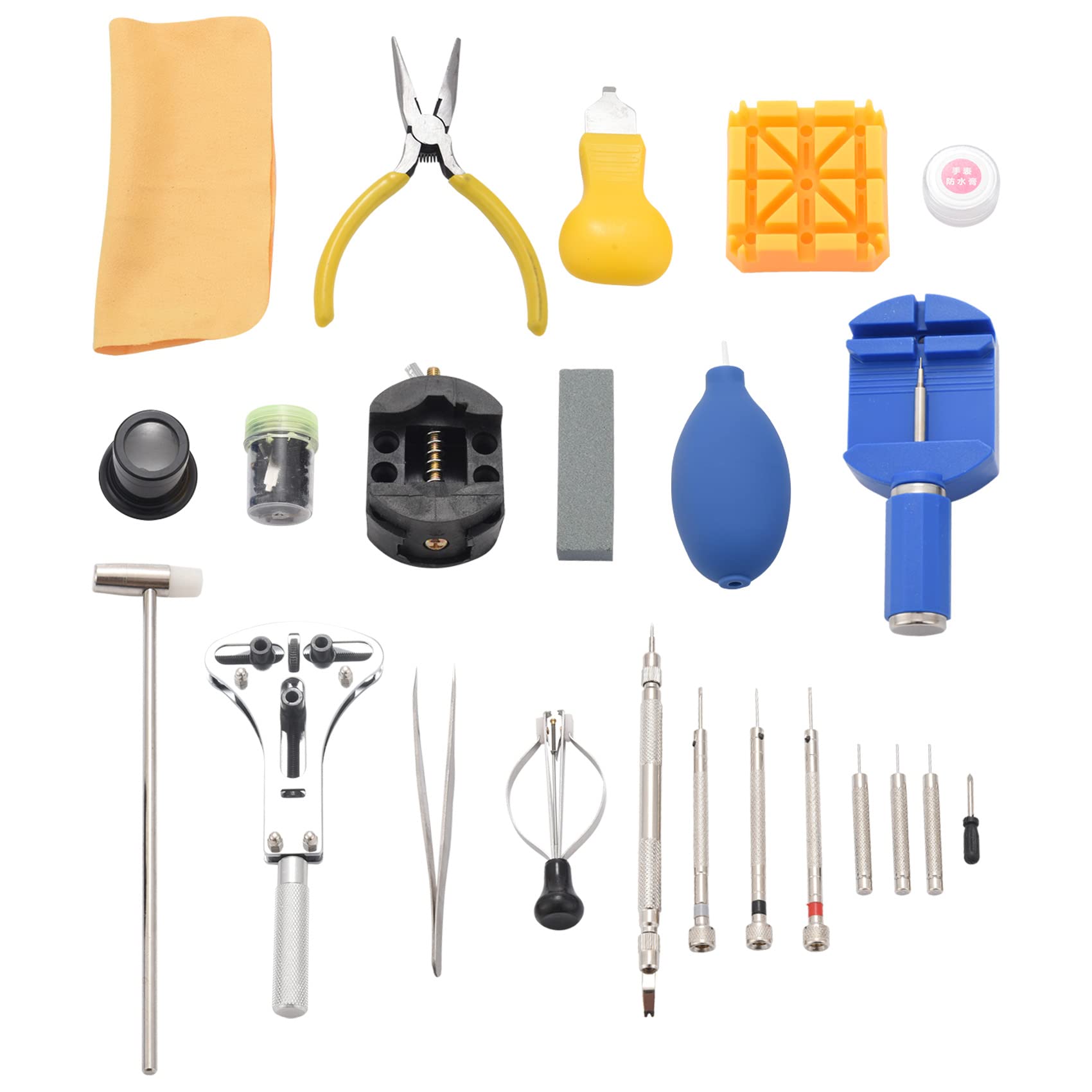 39 Stücke Uhr Reparatur Werkzeug Kit Uhr Reparatur Werkzeug Federstegentferner Schraubendreher Uhr Reparatur Werkzeug Öffner Batterie Set, blau / schwarz, Einheitsgröße