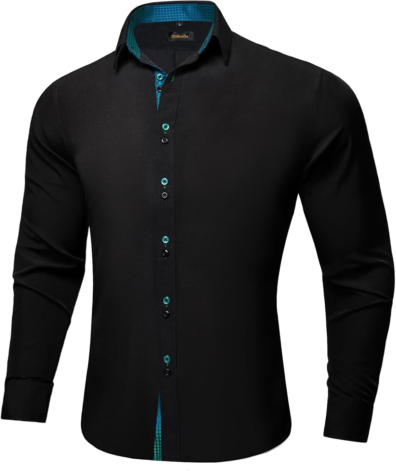 DiBanGu Men's Dress Shirt Long Sleeve Casual Button Down Shirts Regular Fit Inner Contrast Shirt for Business Party - Image 3