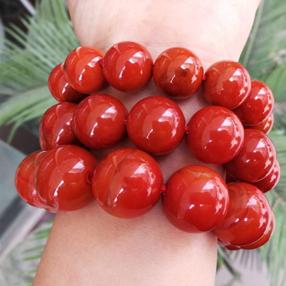 EASTCODE 16mm Natural Genuine Agate Beads South Red Air Men's and Women's Bracelet Bracelet Jewelry