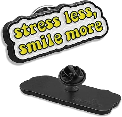 10/20/50/100/Pcs Stress Less Smile More Enamel Lapel Pins Bulk - Mental Health Gifts Badge Buttons Souvenir For Men Women