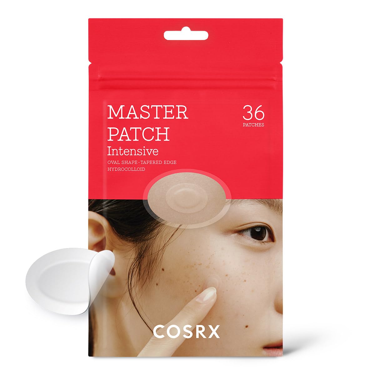 COSRX Master Patch Intensive Acne Patches - 36 Oval Hydrocolloid Strips for Jawline, Hairline Breakouts, Discreet All-Night Protection