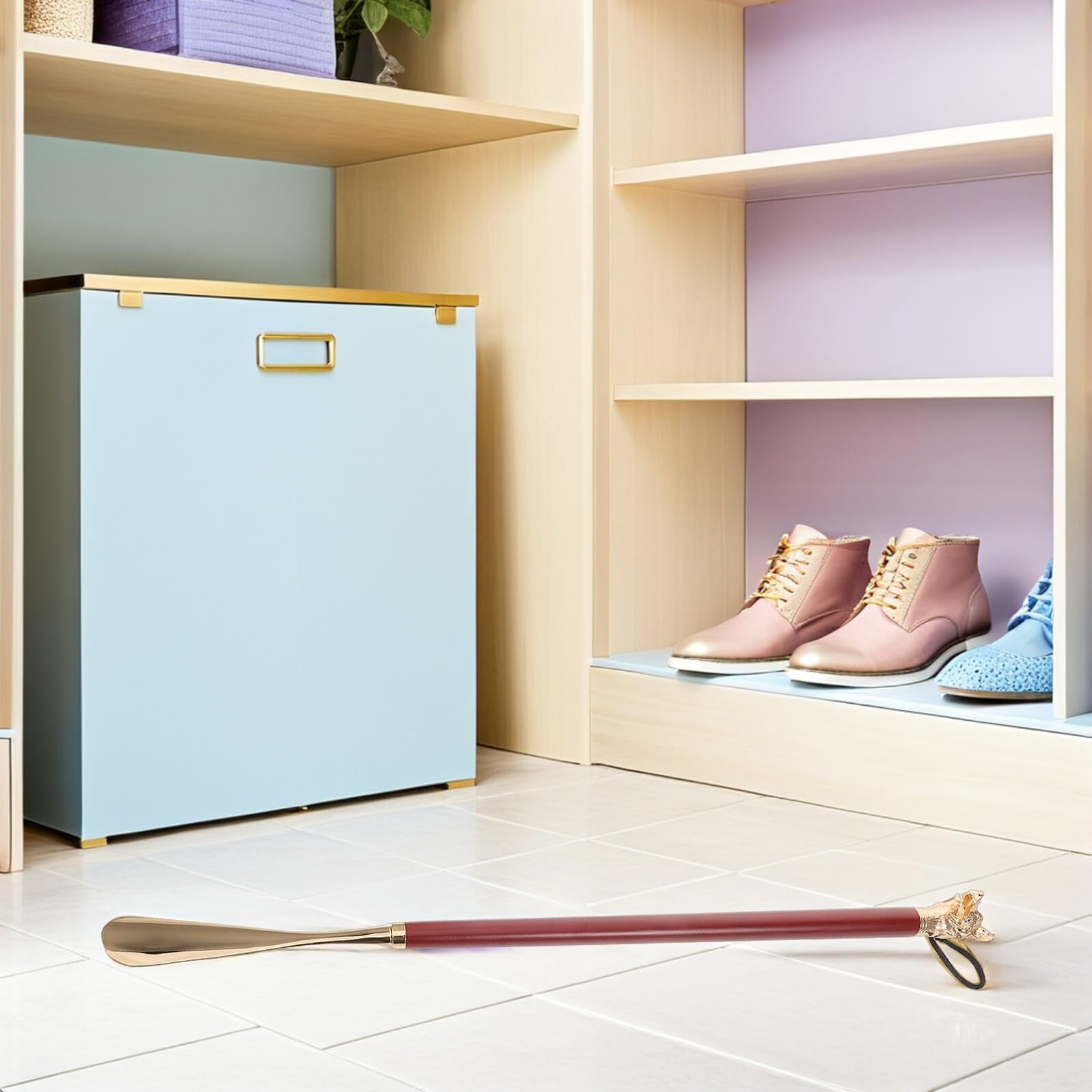 Calzascarpe lungo 56cm in Lega di Zinco e Legno, Robusto