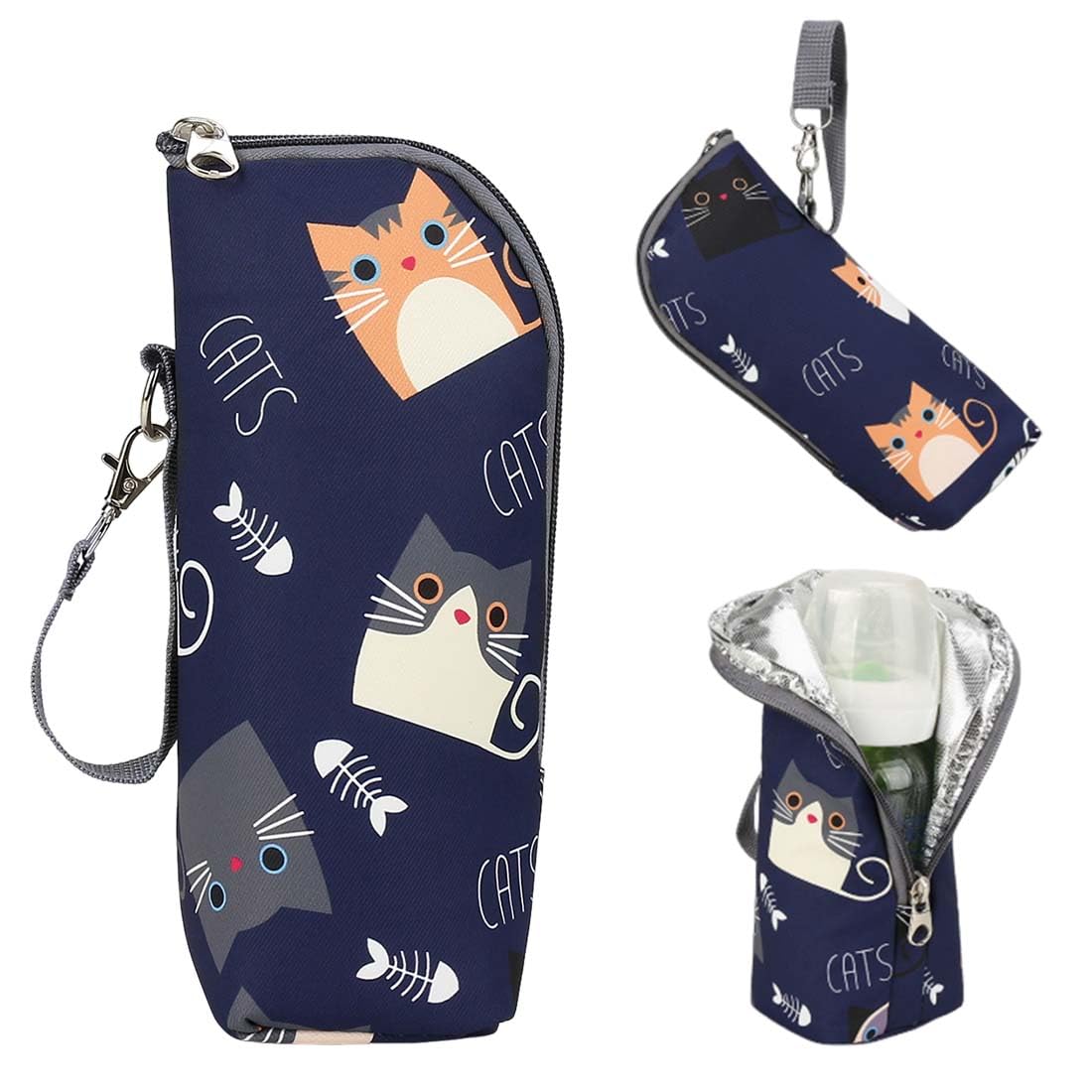 1 Pezzo Porta Biberon Termico Borsa Termica Con Strato Isolante, Borsa Da Viaggio Portatile Per Biberon Appeso Latte Materno Acqua Stoccaggio Sacchetto Di Isolamento, Modello di Gattino