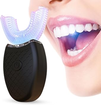 U Shaped Toothbrush, 360  Automatic Electric Automatic Toothbrush, IPX7 Waterproof Ultrasonic Toothbrush for Adults Black
