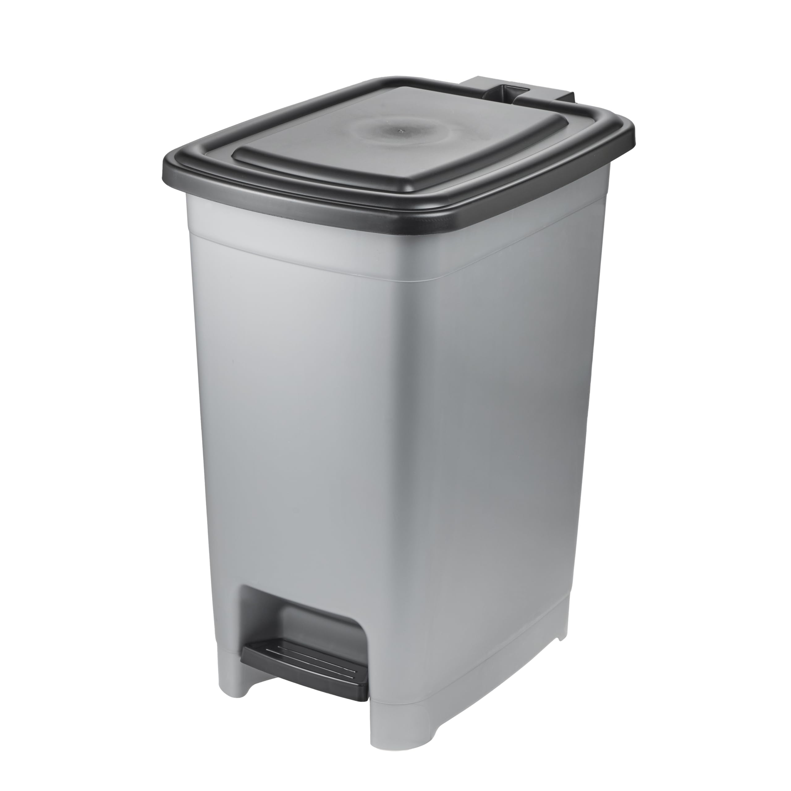 keeeper poubelle à pédale, 40 l, nettoyage facile, pédale d'ouverture et de fermeture hygiénique, poubelle, 32 x 42 x 53 cm, olaf, Light Silver (argent)