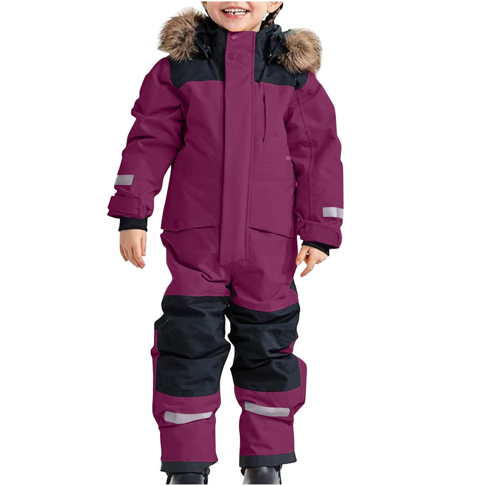 Generisch Combinaison de ski thermique 2025 pour garçon - Combinaison de ski thermique chaude - Coupe-vent - Avec combinaison amovible - Combinaison softshell d'extérieur - Pour enfant