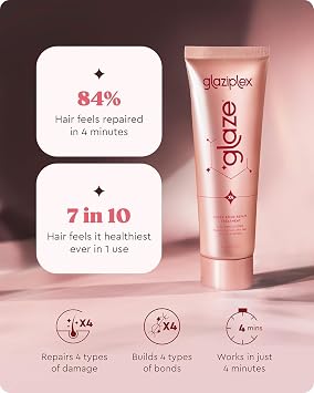 glaze Glaziplex Super Bond Repair Hair Treatment Mini - 4-in-1 Bonding Formula - Deep Repair for Damaged Hair - Strengthens & Protects in Just 4 minutes - 1.7 Fl Oz