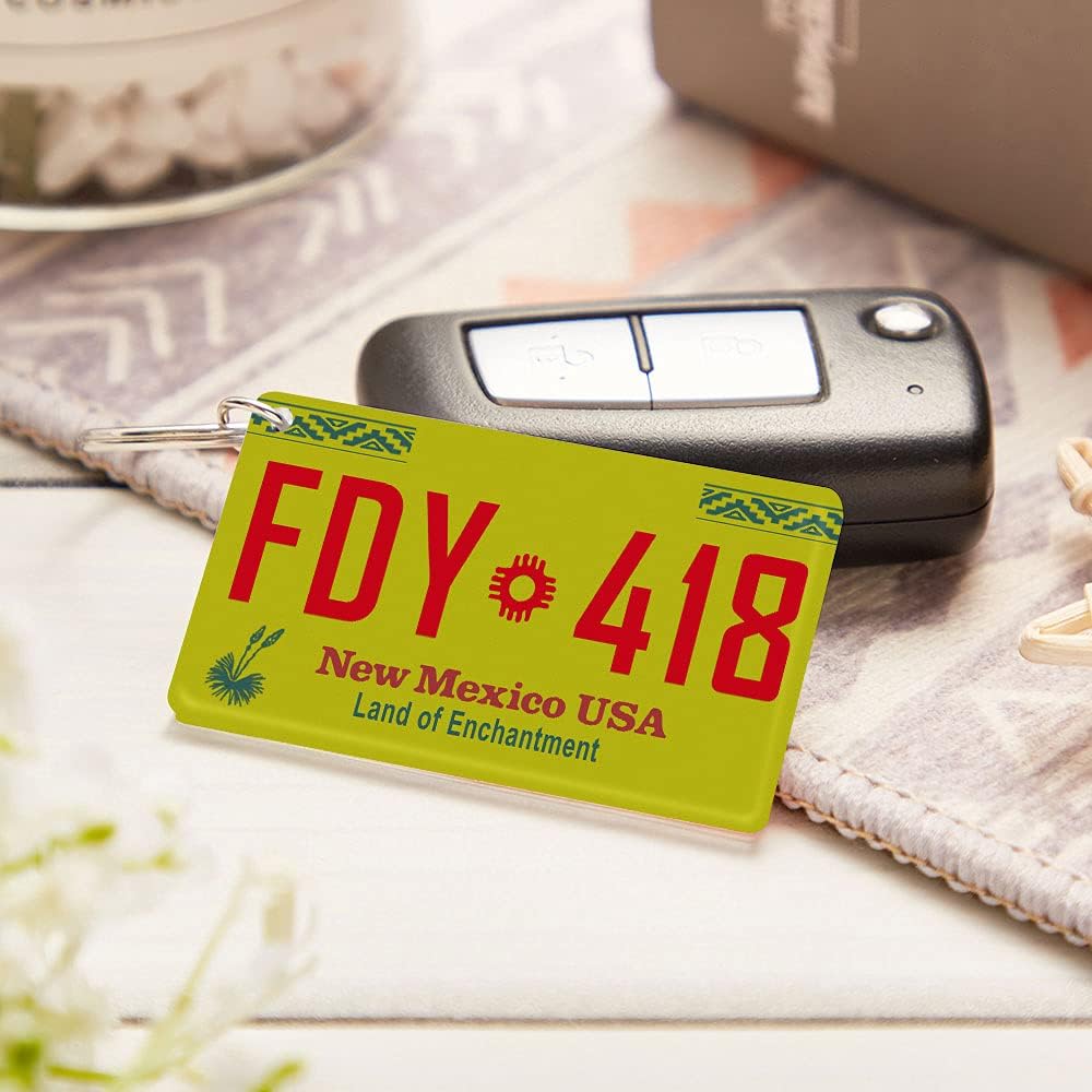 VEELU Custom Keychain Travel Souvenirs American License Plate Keyrings with Name Number Personalized image 3