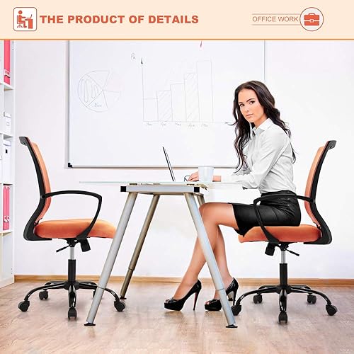 Miniatura 7 de Silla de oficina de malla para el hogar, silla de escritorio ergonómica con soporte lumbar, reposabrazos ejecutivo, ajustable, giratoria, respaldo