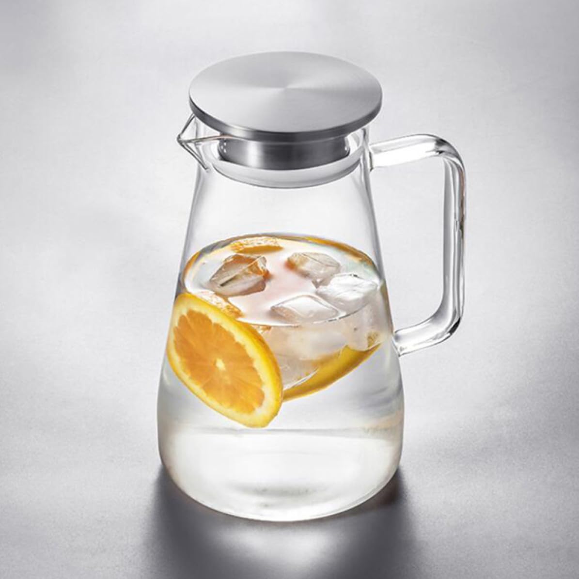 Jarra de Asa de Agua de Vidrio Fría Acero Inoxidable y 1500ml Diseño Cómoda Gran Capacidad para Uso en Casa y Tienda de Té