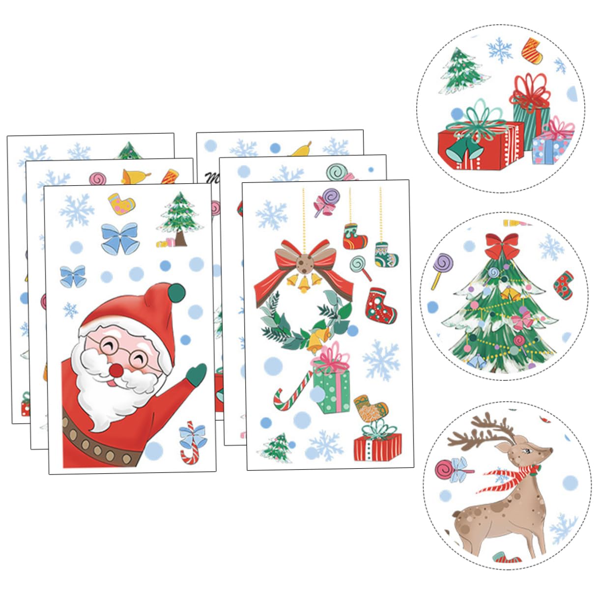 Zerodeko Lot De 5 Autocollants Statiques De Noël En Pvc Motif Dessin Animé Pour Fenêtre Décoration De Noël 6 Feuilles X 5
