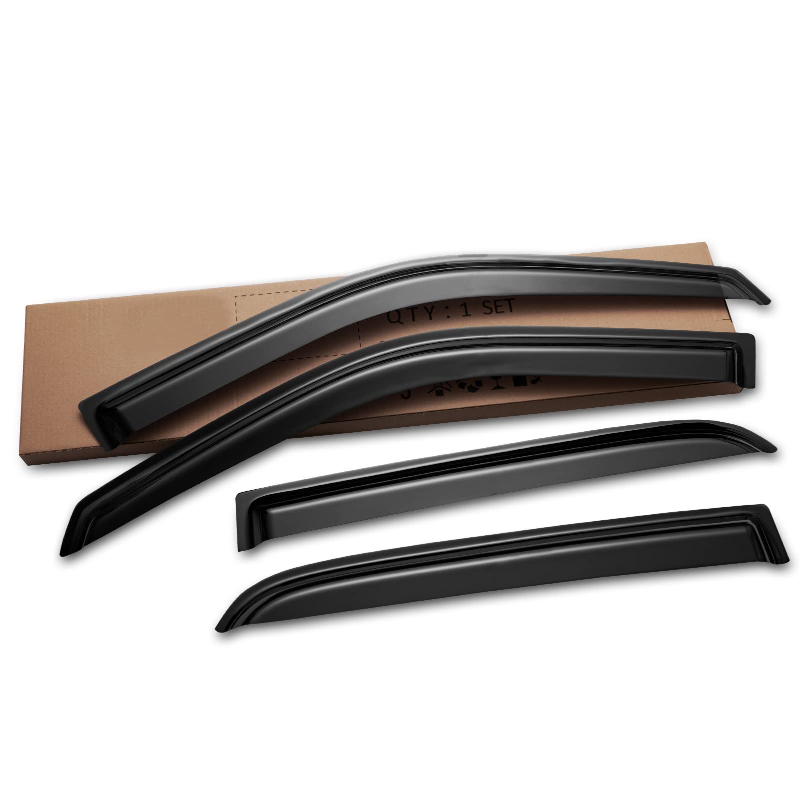 Cxdar Rain Guards for 2009-2018 Dodge Ram 1500 Crew Cab, Window Deflectors Vent Visors Shades for 2010-2023 Ram 2500/3500 Mega Cab