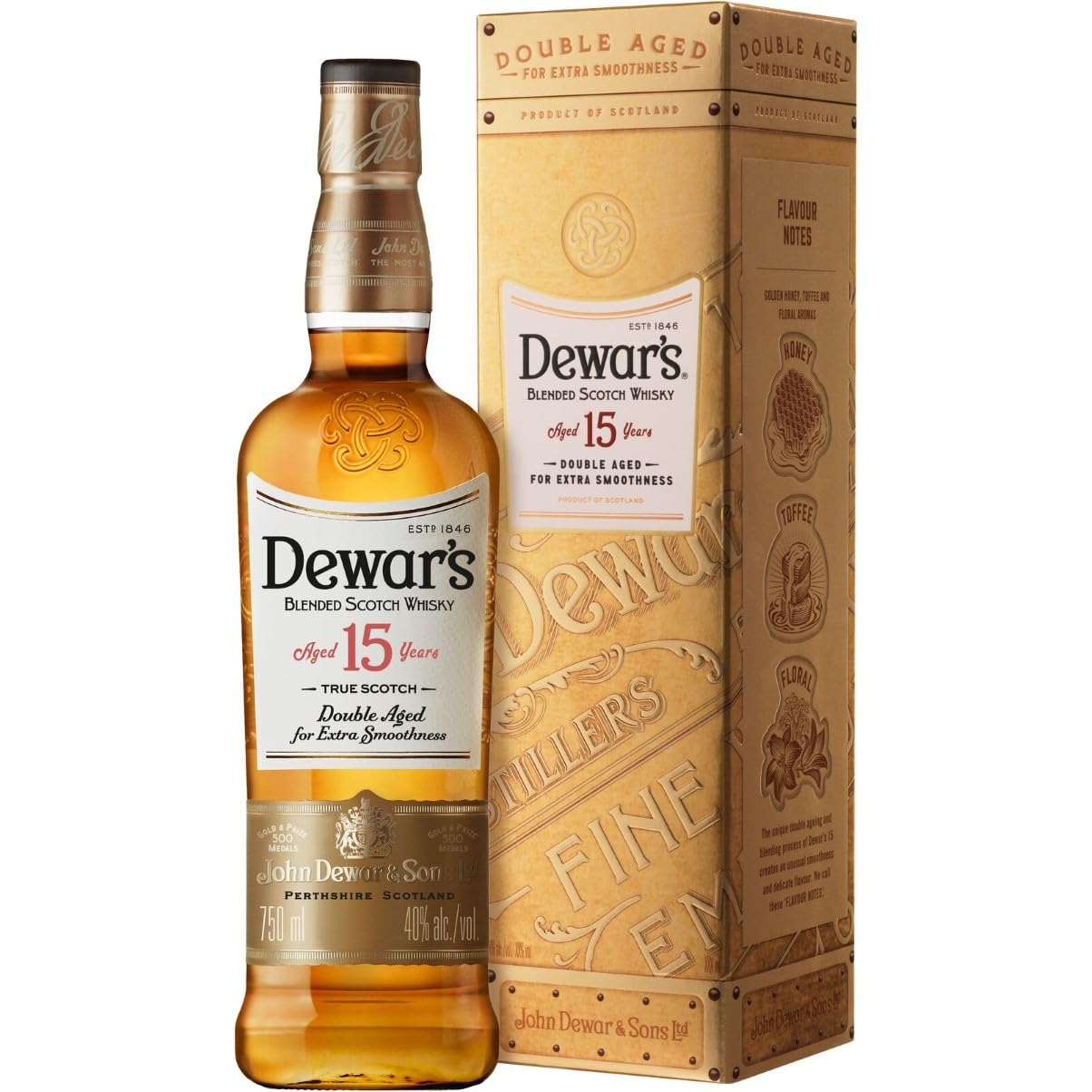 デュワーズ 15年 [ ブレンデッド スコッチウイスキー スコットランド産 750ml 40% ][ギフトBox入り][正規品]フレーバー(はちみつ/トフィー/フローラル) - スコッチウイスキー国内売上No. 1