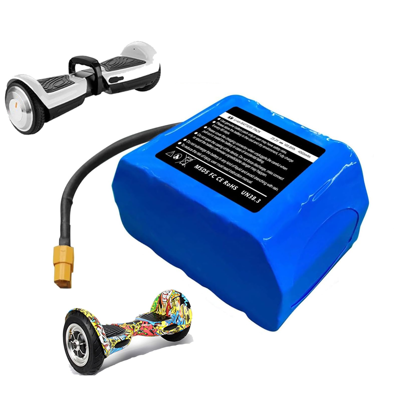 JHKJ 25.2V 29.4V 4000mAh Hoverboard Lithium Battery Replacement with XT60 Plug 24V 4Ah Lithium Batteries Pack for 2-Wheel Self-Balancing Scooters,7S2P,29.4V