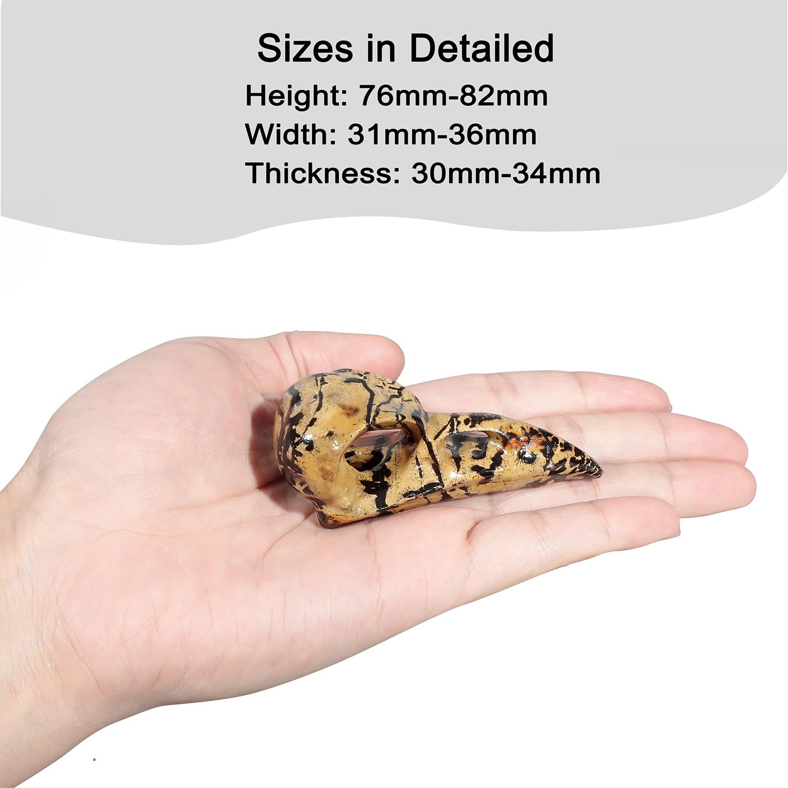 KYEYGWO 2.95 Inch Carved Crystal Raven Head Skull Statue Natural Grass Flower Jasper Stone Small Animal Figurines Gothic Desk Decor for Home Office - Image 2