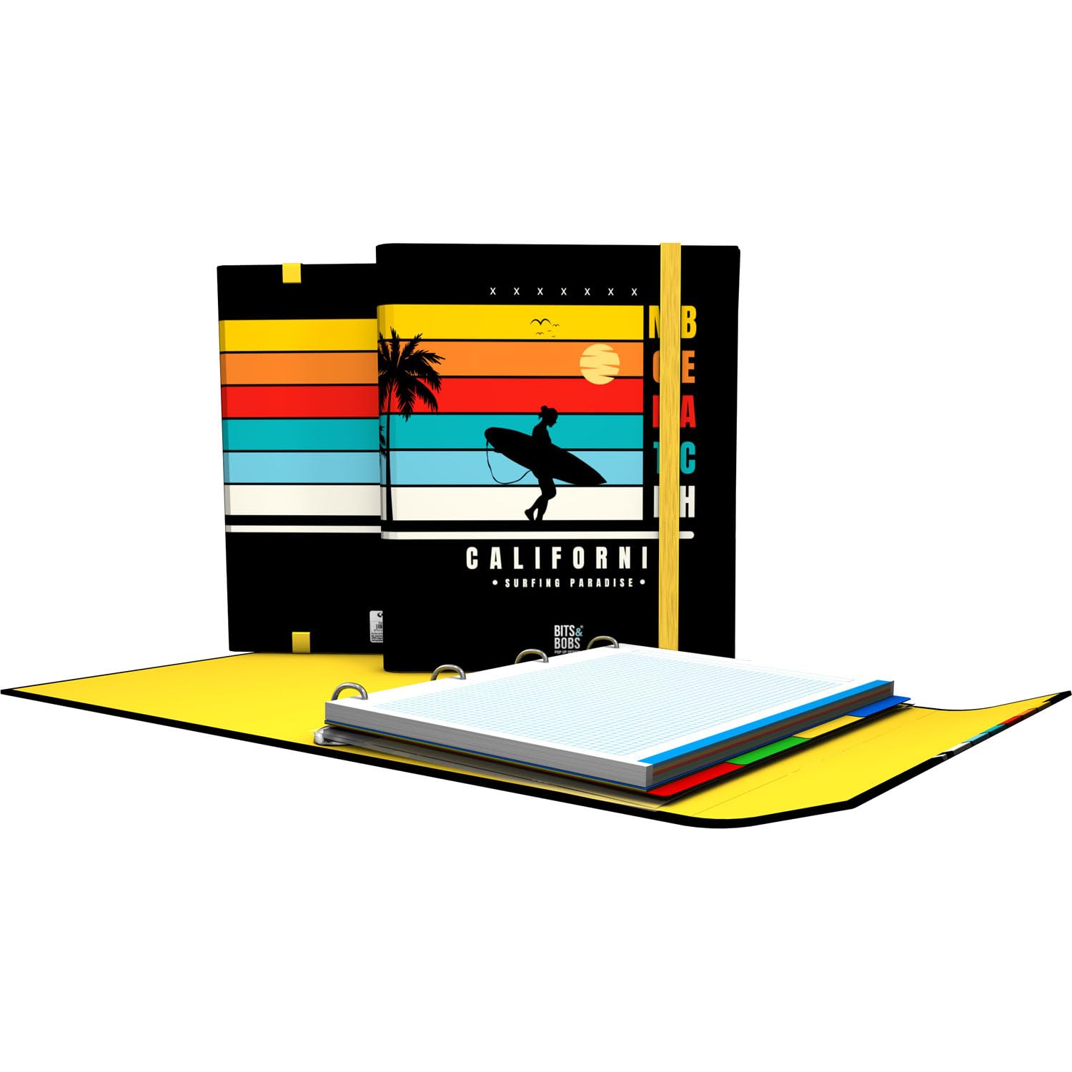 Grafoplás | Folder with Refill and A4 Flap | Carpeplús California Bits&Bobs | Includes Dividers | Elastic Rubber Closure | Ergonomic Curved Spine | Cudricula Paper 5x5 90g | FSC Certified