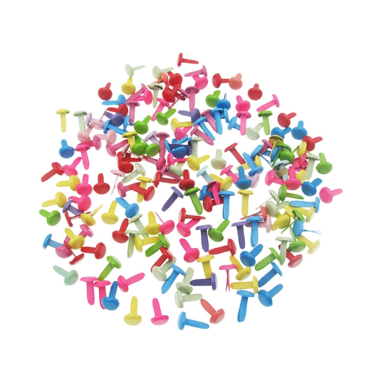 LIFKOME 100Pcs Mini Round Brads Random Multicolor Two Legged Craft Nails for Scrapbooking Paper Fasteners for Arts Crafts Double Nail Design for Handmade Projects