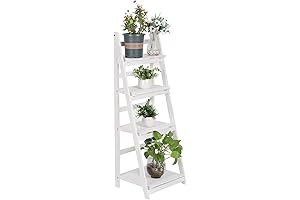 3-tier Foldable Ladder Plant Stand for Indoor and Outdoor Use in White