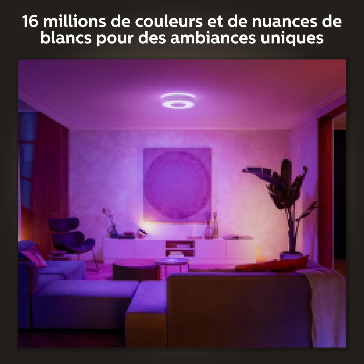 Philips Hue White and Color Ambiance Plafonnier Infuse Medium, Blanc, compatible Bluetooth, fonctionne avec Alexa, Google Assistant et Apple Homekit