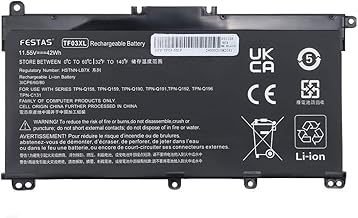 FESTAS 11.55V 41.9Wh TF03XL 920046-421 920046-121 920070-855 HSTNN-LB7X Battery Compatible with HP Pavilion 14-BF 14-BK 14-BP 14-CD 15-CC 15-CD 15-CK 17-AR 14-AR 14-BF003 NF 14-BF010NF15-CC511NF