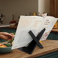 Vista 5 de Rustic Black Cookbook Stand for Kitchen, Recipe Book Holder for Kitchen Counter, Wooden Cookbook Holder, Rustic Cook Book Holder Stand with Natural