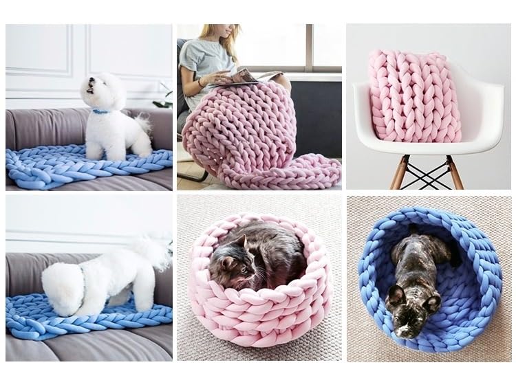 Gomitolo Cotone Per Uncinetto Roving fai-da-te 500G, lana di cotone, filato all'uncinetto, coperta morbida for roving a braccio largo, filo spesso lavorato a maglia e filato a mano Filo Per Uncinetto