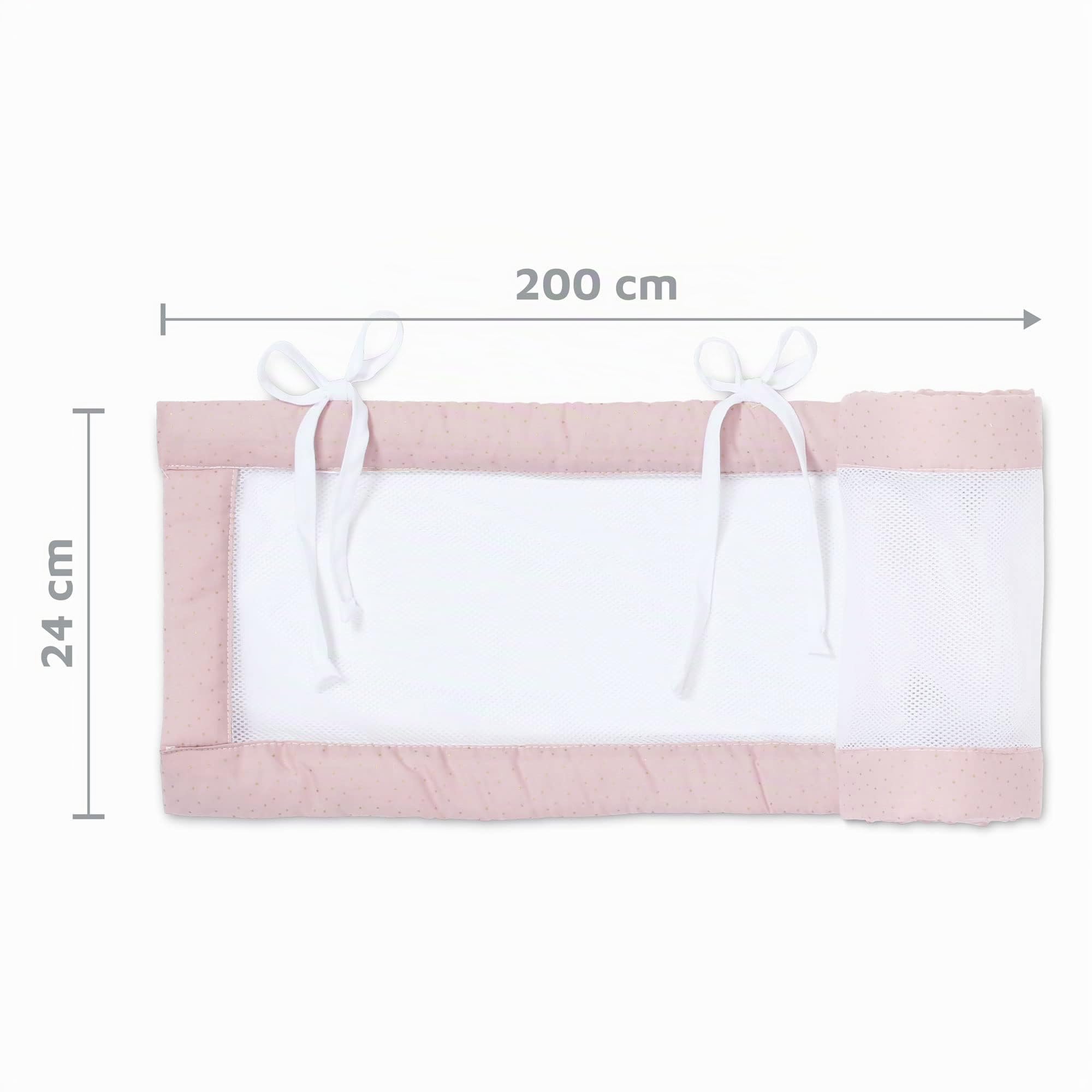 babybay Paracolpi in rete Royal adatto per modello Boxspring XXL, rosa con brillantini dorati