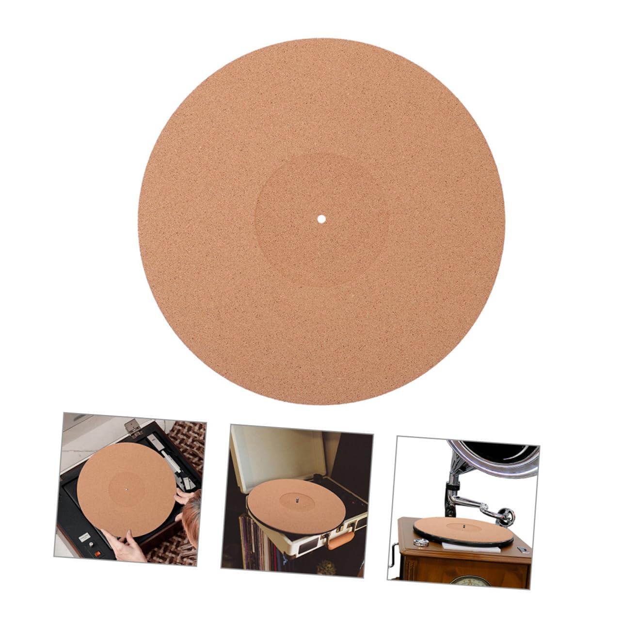 BESPORTBLE 2pcs Cork Turntable Mats Static Vinyl Record Pads for Improved Absorbing Design Easy Installation for Home Record Players