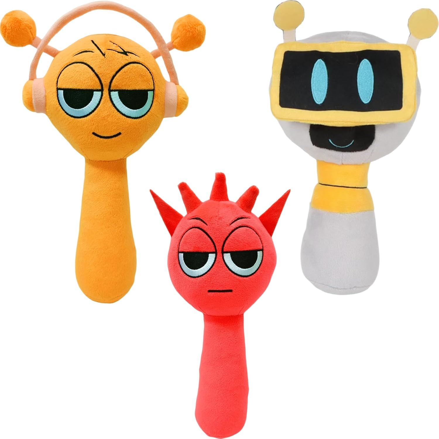 Sprunki Plushies Merch,Sprunki Plush Toys,Soft Stuffed Animal Pillow Figure Doll Christmas Birthday Gifts for Adult Kids (Orange Red Grey)