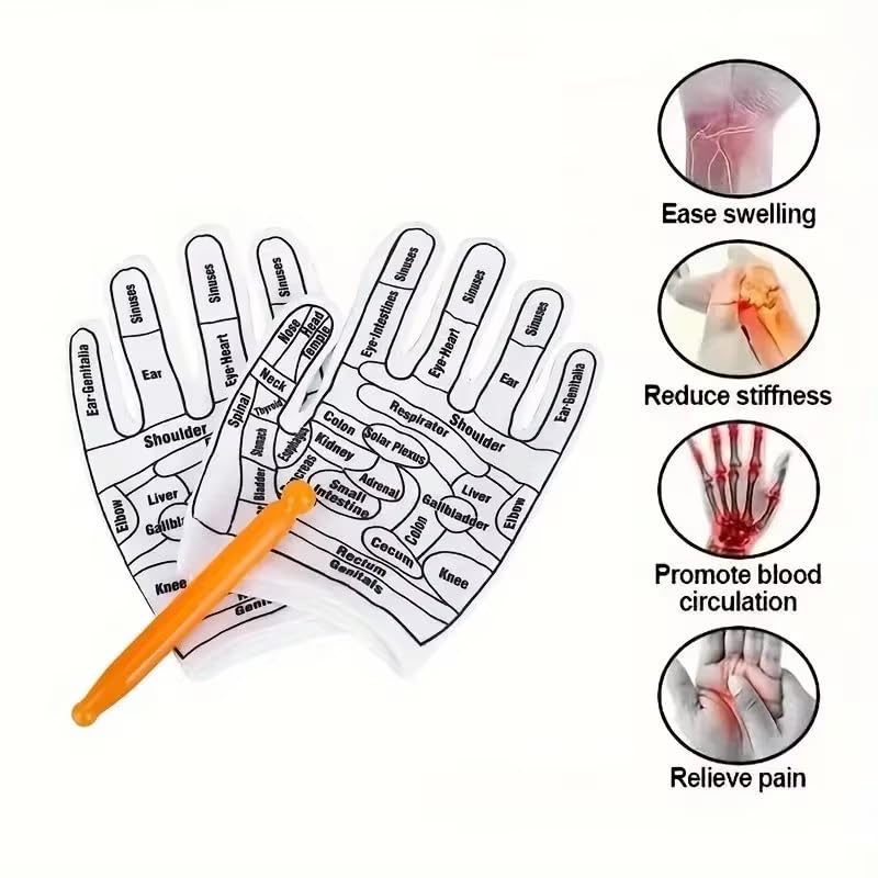 Navaliya Acupressure Reflexology Hand Gloves for Women & Men, Hand Massage with Massage Tools Stick, Relieve Tired Physiotherapy Acupoint for Palm, Hand Full Body Pain 1