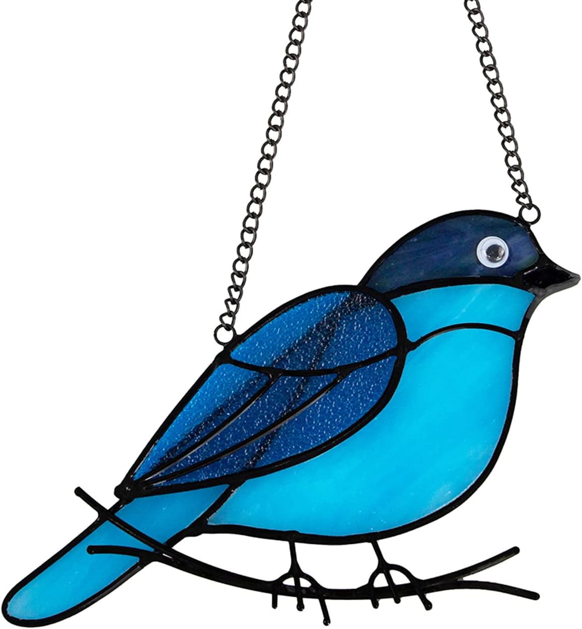 Stained Glass Window Hanging Bluebird Stained Glass Suncatchers for Window Handmade Bird Suncatcher Hanging Ornament for Garden Kitchen Window Decor, Housewarming Gift for Bird Lovers, Mom